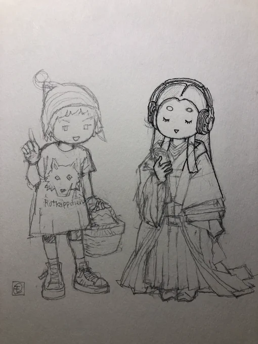 清少納言の目がキツい感じになり描き直したので、手元に残ったボツ原稿。ほんのひと呼吸なんですが。表紙ということもあり自分にしてはきっちり下書きしました。頭巾ちゃんは絶好調です。 
