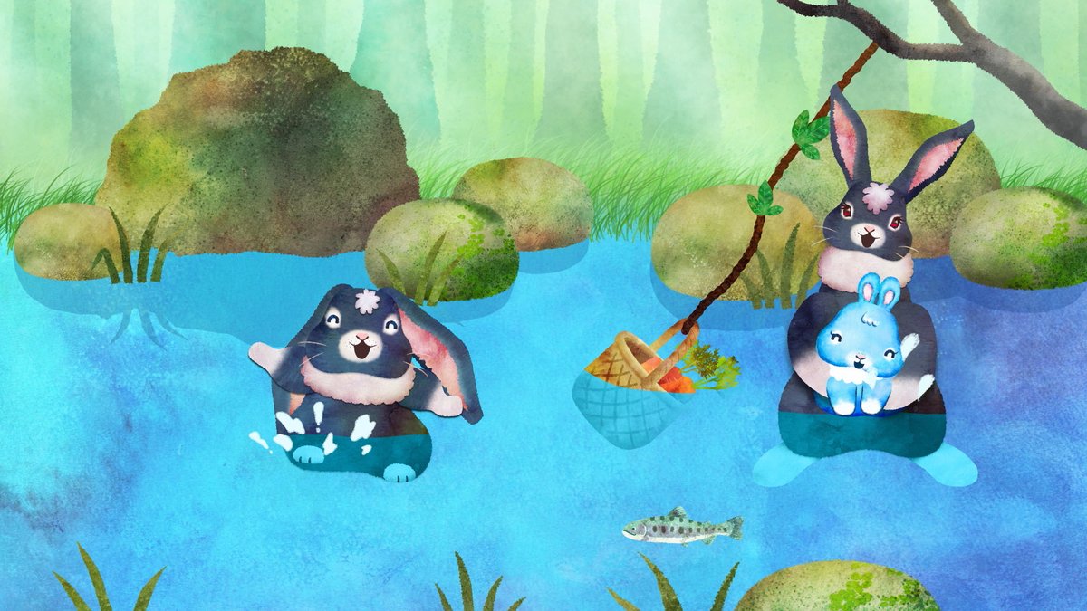 名取 祐一郎 アニメ作家 うさぎのアニメ放送中 夏真っ盛り 連日暑いですね 暑くて食欲のない黒うさぎちゃん 川で冷やしたニンジンはおいしいね シナぷしゅ ヒカリの森の黒うさぎ Youtube シナぷしゅch で全話見られます T Co