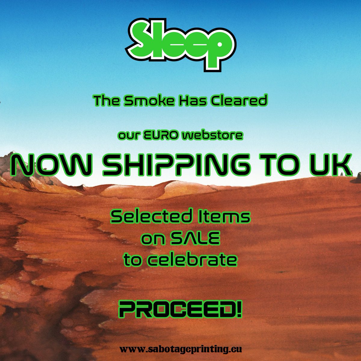 sabotageprint's tweet photo. We are now shipping to UK once again. Thank you for your patience. Selected items on sale to celebrate here https://t.co/llmfTx821K @sleep_official #mattpike #alcisneros #jasonroeder #sleeptheband #sleep #dopesmoker #weedian https://t.co/gCqRxNBuXY