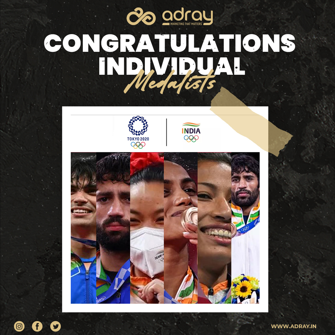 adraydigital's tweet photo. India is making history like never before! We at AdRay Digital congratulates individual medalists who brought glory to the nation in the Olympics.

#AdRayDigital #Olympics #winners #tokyoolympics #indianathletes #congraluations #proudmoment #olympians #olympicmedalists https://t.co/AcBb3d78g4