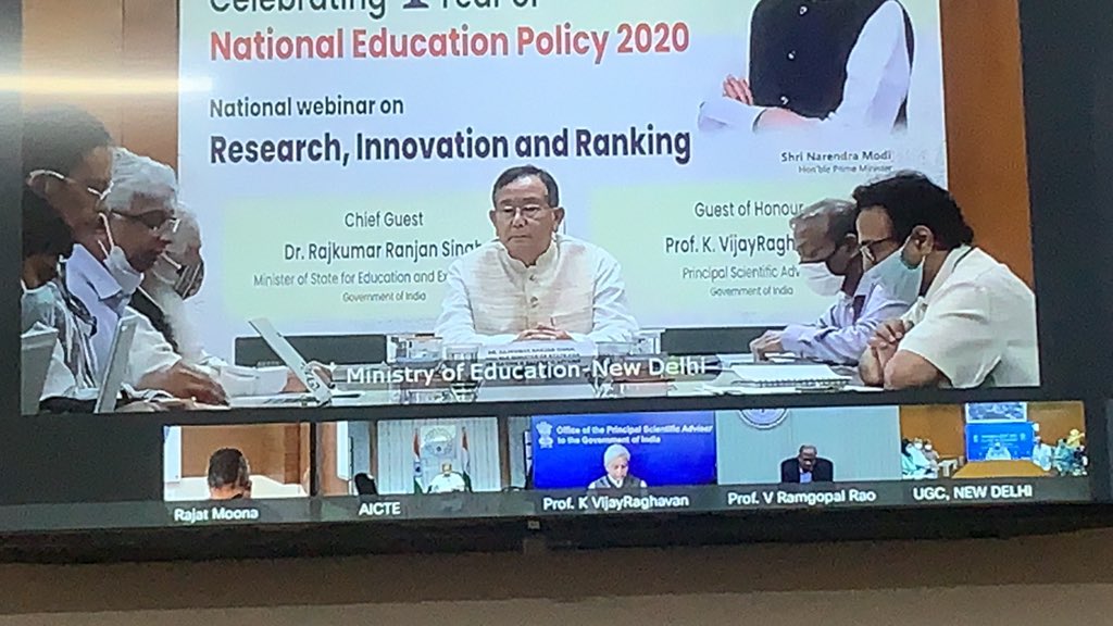 Mips2021's tweet photo. Group Director MIPS Indore @drpunitofficial Attending ‘National Webinar on Research, Innovation and Ranking’ (Celebrating 1 Year of National Edication Policy-2020)
 @Mips2021  @AICTE_INDIA  @MIC_Hackathons @ANI @drpunitofficial @adsahasrabudhe @mhrd_innovation @dpradhanbjp https://t.co/ISFlU0fwSQ