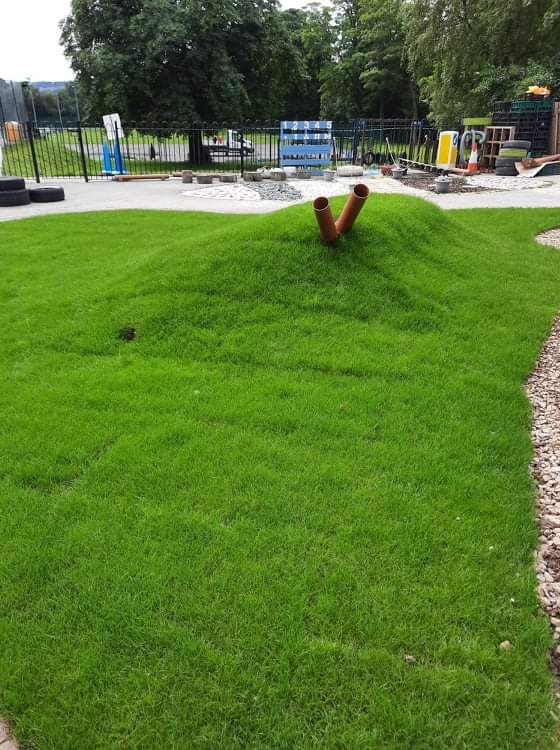 GemmaGarner15's tweet photo. A roly-poly Hill with ball shoots we have created at a nursery the kids are so excited to play on this 🤸‍♀️🥎 @CGSOVBFD #outdoorplay #Playground #fun https://t.co/Jmdl7hzjEH