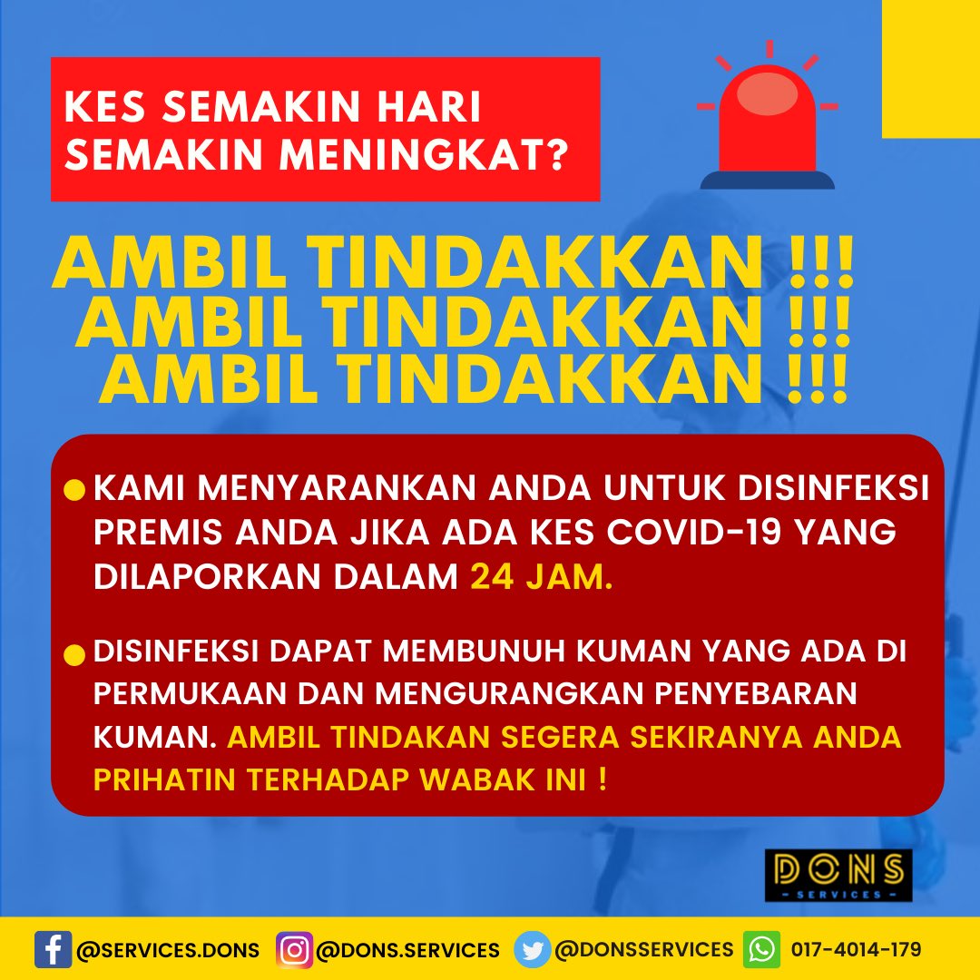 DonsServices's tweet photo. @ketengahketepi HI Shabina &amp; Followers !

Minta War war kan pada kenalan atau followers yang ingin service Disinfect &amp; Sanitize dari team kami ya ✌🏻 

Jangan ambil langkah mudah dimusim Pandemik ini 🦠 

“Mencegah Lebih Baik Dari Merawat” 😱 https://t.co/iax24SrJiC