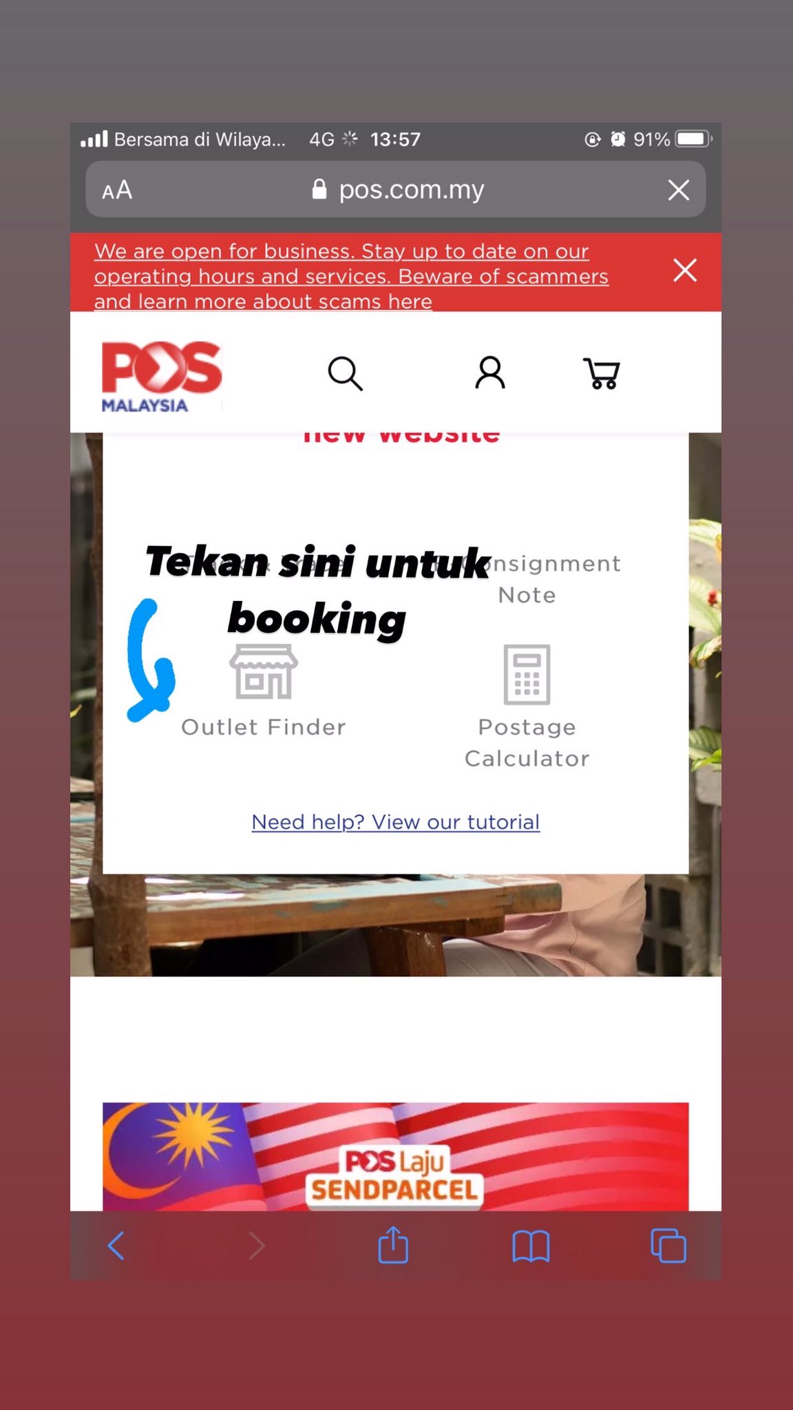 Pos pejabat booking online Permohonan Temujanji