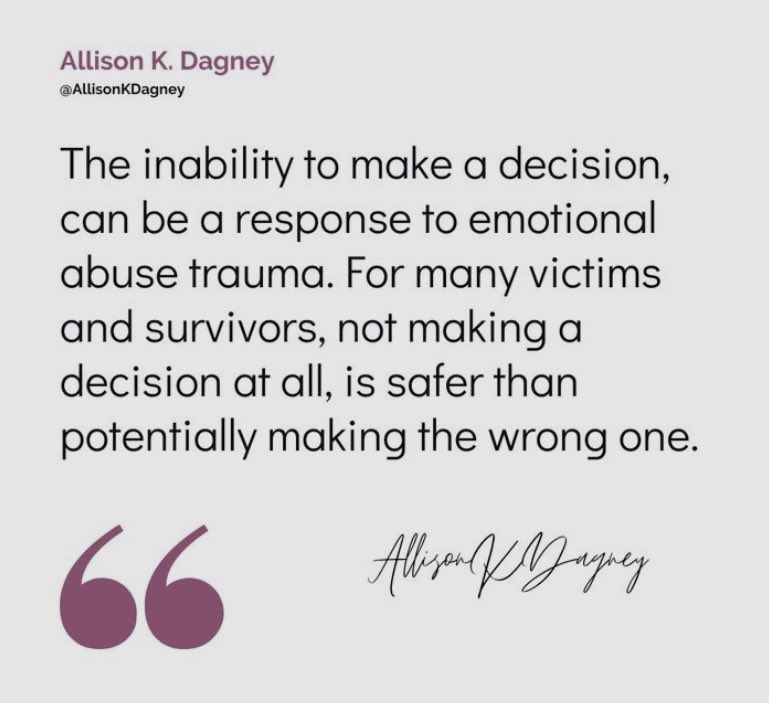 jpiccirella1's tweet image. Decision making no matter how big or small, the decision is can feel overwhelming for people who have been traumatised

A sinking feeling of dread backed up with anxiety is debilitating. The sad thing is this can be judged (therefore compounded) as passivity

Be kind, be gentle.