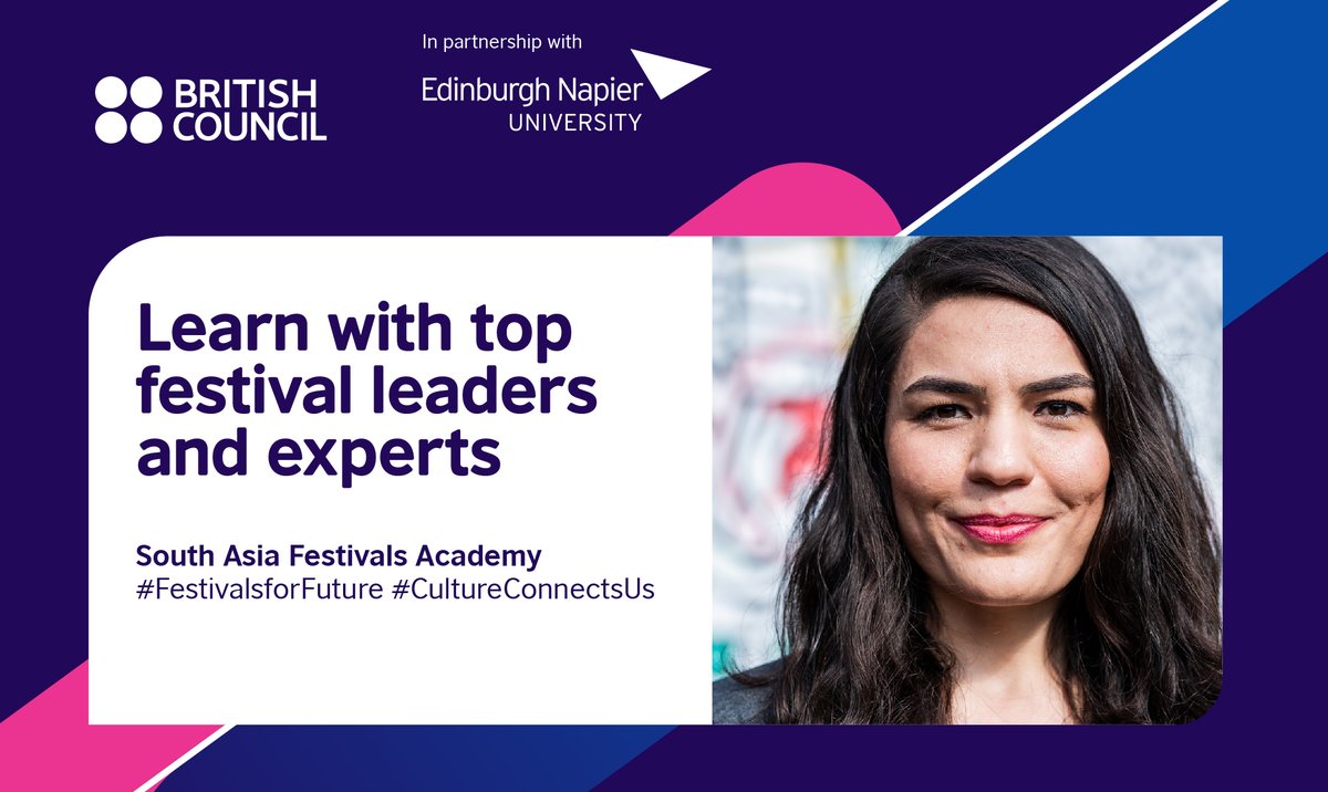 inBritish's tweet photo. Work in the festivals sector? Learn from the UK and South Asia festivals experts. Register and learn with colleagues around the world: https://t.co/AYiODZLLU4
#SAFestivalsAcademy #FestivalsforFuture #CultureConnectsUs
@EdinburghNapier https://t.co/JwUhjYGZA8