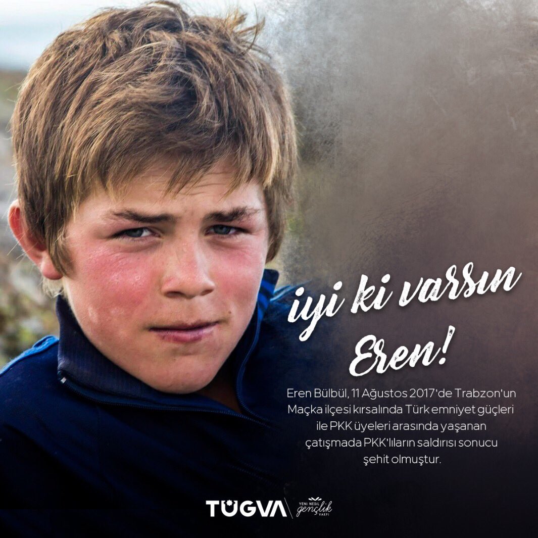 Eren Bülbül henüz 15 yaşındayken, hain teröristler tarafından şehit edilmişti...

Seni ve kocaman yüreğini unutmadık! #iyikivarsınEren
