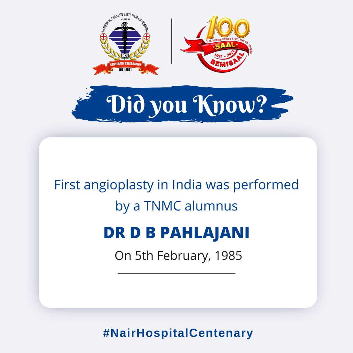 NairTnmc's tweet photo. A powerhouse of medical marvels for almost a century!
Pioneers in the medical field in many ways, the T N Medical College has been one of the best when it comes to medical education
#100SaalBemisaal #100YearsOfNairHospital #NairtHospitalCentenary #CentenaryYear #tnmc https://t.co/yzE8ImaVS1