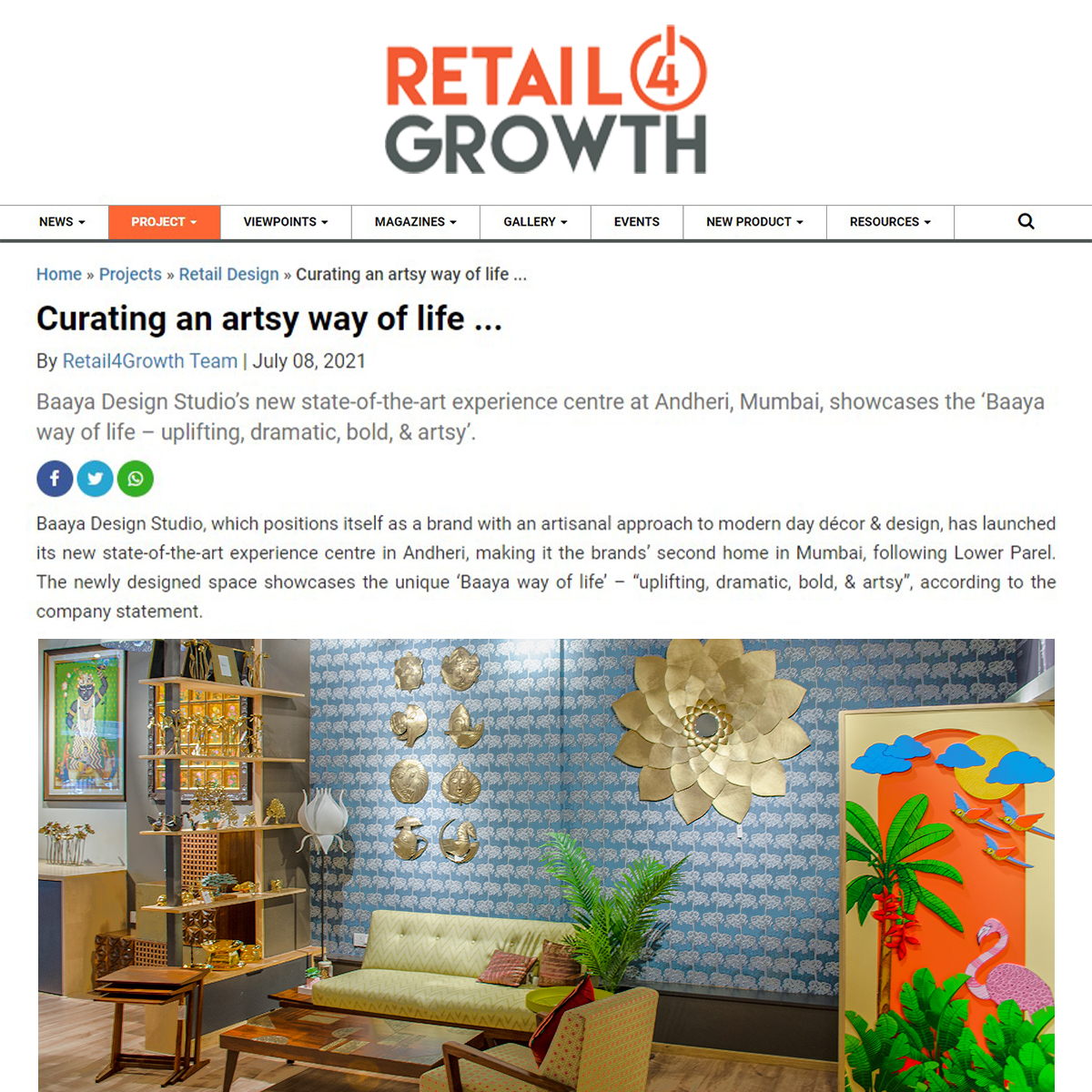 This feature in Retail4Growth tells all about how we customize our various offerings to make sure we do justice to our client’s stories. Read more here: TINYURL.COM/3WSVEW54.
@vmrdretail4growth 

#ArtfulSpaces #StudioBaaya #bespokestories #BaayaDesign #Baaya #Andheri
