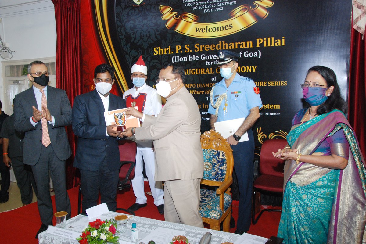 DhempeCollege's tweet photo. Our student Mr. Mandar from faculty of Arts was felicitated at the hands of Goa Governor for designing the 60th year celebration logo for Dhempe College. His creative vision to design this logo is highly appreciated.
#dhempecollege #dhempedynamites #dhempeatsixty #dhempe https://t.co/OXJpdAjd0S