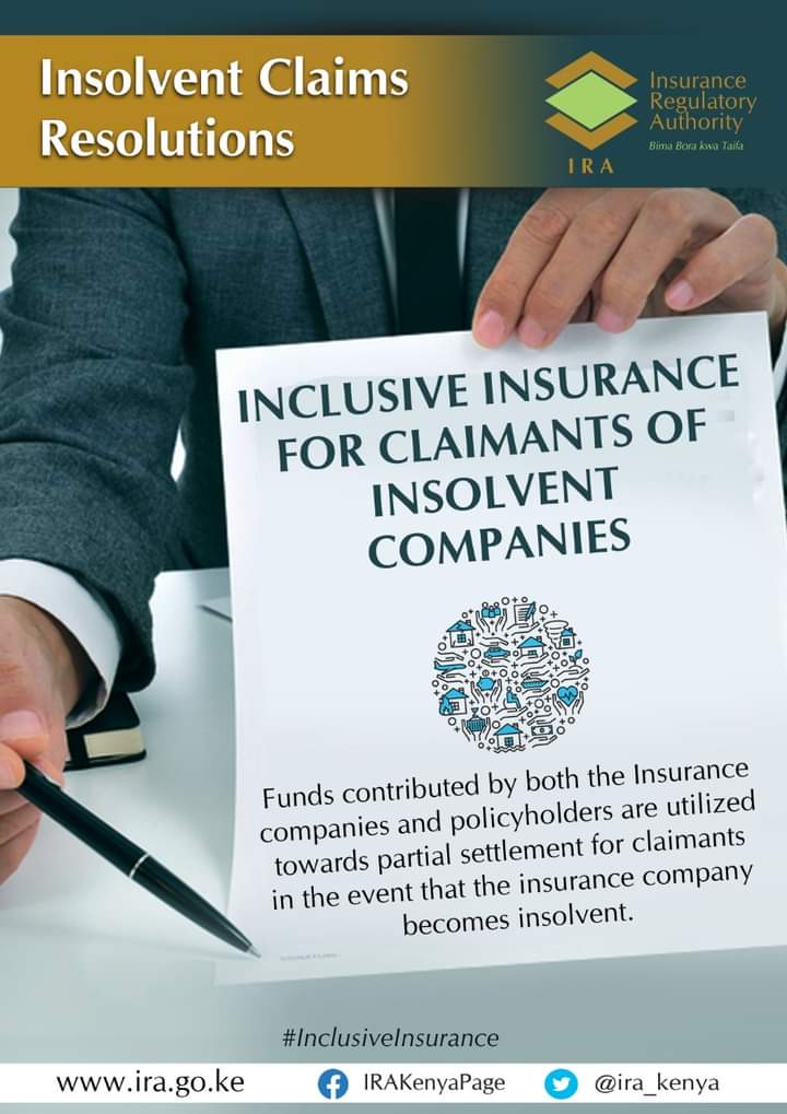What happens when an Insurance company is declared insolvent &amp; unable to settle claims?
The Policyholders Compensation Fund (PCF) protects policyholders of such insolvent companies by compensating them.The maximum benefit payable for any claim is KES.250, 000
#InclusiveInsurance