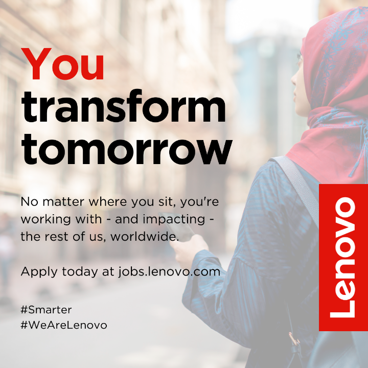 The work you do locally, means we succeed globally. Join our international team of achievers and apply today at jobs.lenovo.com. 

#WeAreLenovo
#Smarter