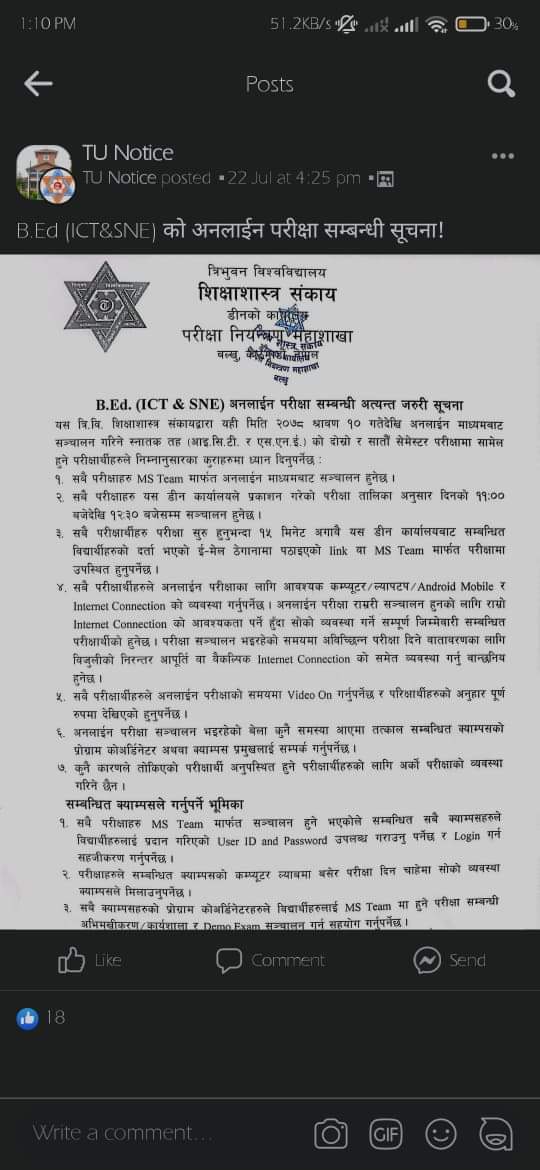 BiboChettri's tweet photo. #CancelTUExams
B.ED ICT an SNE ko 
Gopyama online exam lisakya raixa TU le
Hamlai hepya ho aaru kei haina
Please boost this 🙏 https://t.co/1q16sFY27l