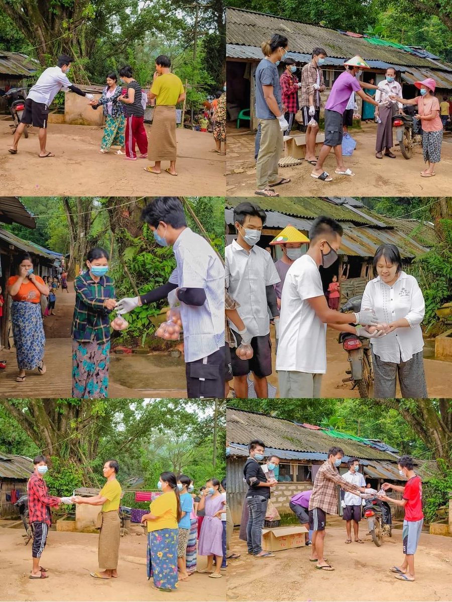 A group of young people donated about 2,700 eggs to a religious school, an orphanage &amp; a ward in #Namtu Tsp, Northern Shan State on August 10.
#AcceptNUG_RejectMilitary
#WhatsHappeningInMyanmar
#Aug11Coup