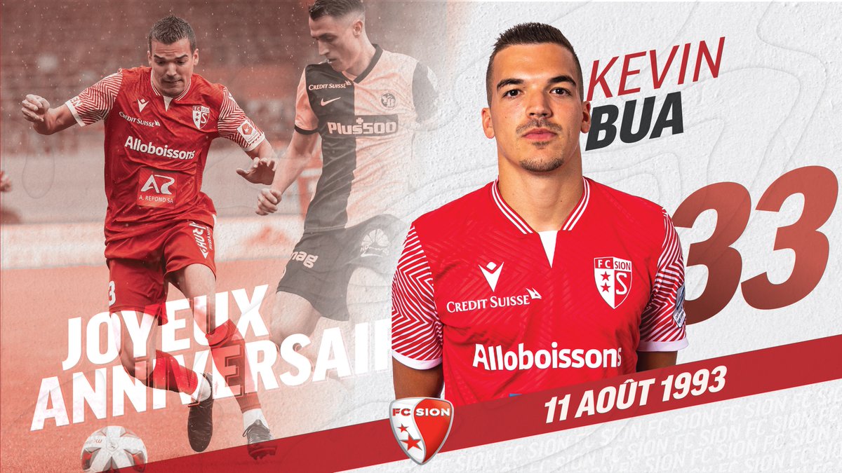 FCSion's tweet photo. 🎂@kevinbua33  fête ses 28 ans aujourd'hui. Joyeux anniversaire à lui 🔥

#FCSion #TousEnsemble❤️🤍 https://t.co/RM2fk6Xrgx