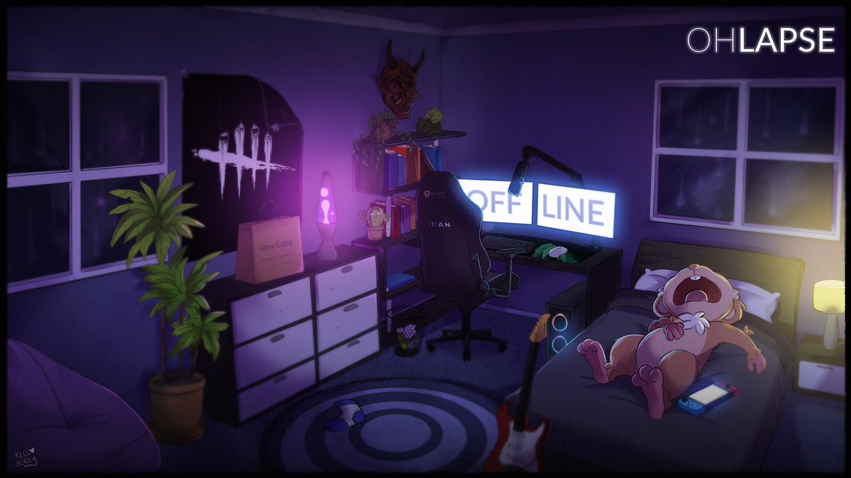 kellberryart's tweet image. Offline Screen for the most B00ST3D @OhLapse 💜✨🐹
---
Had alot of fun with this one, I don't often drawn full environments, so it was cool to give it a go to bring Lapses idea to life. 
#artistsontwitter #offlinescreen #commissionart #twitcha