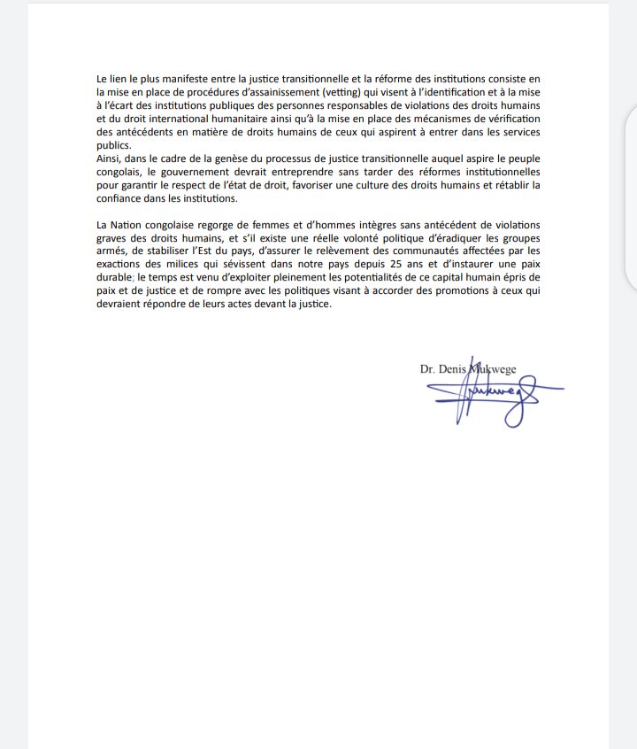 VavaTampa's tweet photo. #RDC

Declaration de @DenisMukwege du 10.08.2021

L'une des lignes cle pour @fatshi13 et bien sure nous tous: "la promotion de criminels au sein de nos institutions de sécurité et de défense est un frein à la Paix durable". https://t.co/P988bV4jhT