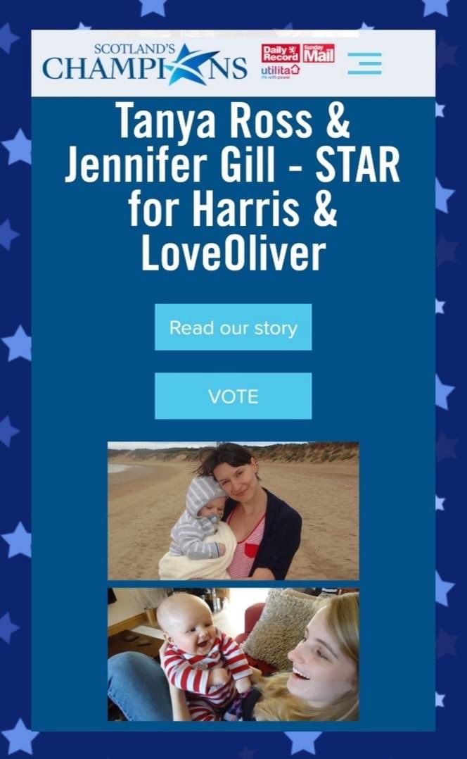 STARforHarris1's tweet photo. ⭐️We need you! ❤️

Thank you to all who voted in support of STAR for Harris/LoveOliver for the Scotland’s Champions awards.
Pls take a few seconds to vote for us &amp; spread the word by sharing our post. 
#SupportingChildrenWithCancer 

Vote here…
https://t.co/jHJPNlEf6x https://t.co/aXLusHS9tL