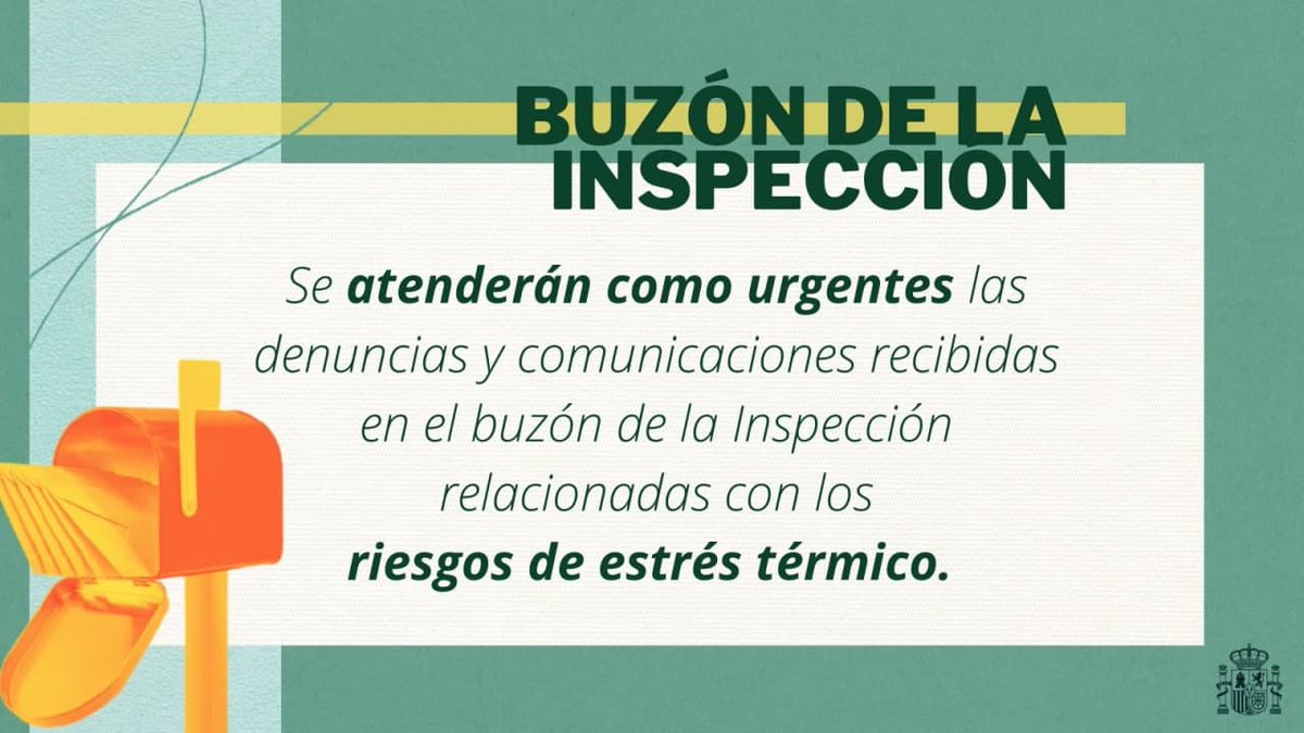 📮 En el Buzón de Inspección se está atendiendo con prioridad las denuncias de exposición a altas temperaturas en el puesto de trabajo. 

Nadie debería correr estos riesgos  👉 bit.ly/371odPC