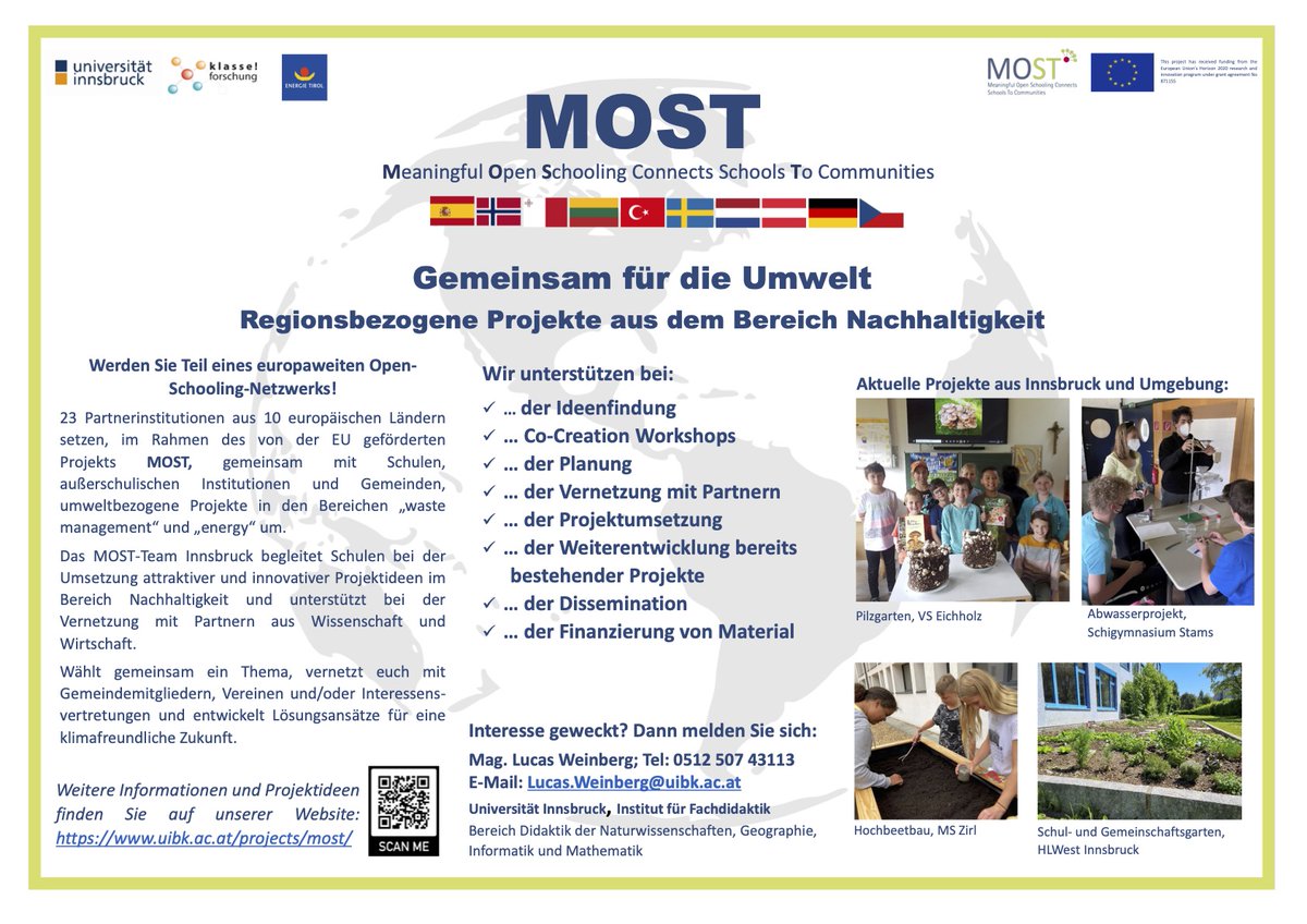 Das Projekt #MOST geht in die nächste Runde! #Gemeinsam mit #Gemeindemitgliedern aus verschiedenen Bereichen setzen Schüler:innen Projekte aus dem Bereich der Nachhaltigkeit in #Innsbruck um.
<a href="/fachdid_UIBK/">Institut für Fachdidaktik UIBK is on Mastodon</a> 
<a href="/ICSE_freiburg/">ICSE</a> 
#MINT
#twlz