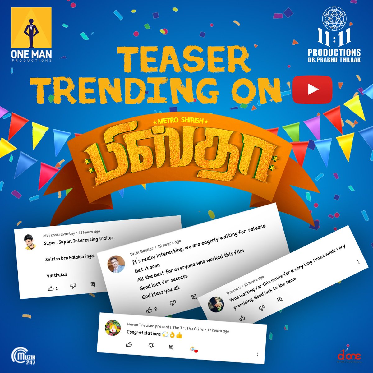 Done Channel (@donechannel1) on Twitter photo Positive reviews for our #Pistha Teaser
🔗youtu.be/nk6PPdawISk
<a href="/11_11cinema/">11:11 Productions</a> <a href="/prabhuthilaak/">Dr.Prabhu Thilaak</a> <a href="/ShruthiT1111/">Shruthithilak</a> <a href="/actor_shirish/">𝙈𝙚𝙩𝙧𝙤 𝙨𝙝𝙞𝙧𝙞𝙨𝙝</a> <a href="/dharankumar_c/">Dharan kumar</a> <a href="/actorsathish/">Sathish</a> <a href="/MrudulaMurali/">Mrudula Murali Mangalasseri</a> <a href="/ArundhathiNair_/">Arundhathi_Nair</a> <a href="/RameshBaarathi/">ramesh baarathi</a> <a href="/iYogiBabu/">Yogi Babu</a> <a href="/Muzik247in/">Muzik247</a> <a href="/DoneChannel1/">Done Channel</a> #Pistha #MetroShirish #Dharan25 Positive reviews for our #Pistha Teaser
🔗youtu.be/nk6PPdawISk
<a href="/11_11cinema/">11:11 Productions</a> <a href="/prabhuthilaak/">Dr.Prabhu Thilaak</a> <a href="/ShruthiT1111/">Shruthithilak</a> <a href="/actor_shirish/">𝙈𝙚𝙩𝙧𝙤 𝙨𝙝𝙞𝙧𝙞𝙨𝙝</a> <a href="/dharankumar_c/">Dharan kumar</a> <a href="/actorsathish/">Sathish</a> <a href="/MrudulaMurali/">Mrudula Murali Mangalasseri</a> <a href="/ArundhathiNair_/">Arundhathi_Nair</a> <a href="/RameshBaarathi/">ramesh baarathi</a> <a href="/iYogiBabu/">Yogi Babu</a> <a href="/Muzik247in/">Muzik247</a> <a href="/DoneChannel1/">Done Channel</a> #Pistha #MetroShirish #Dharan25