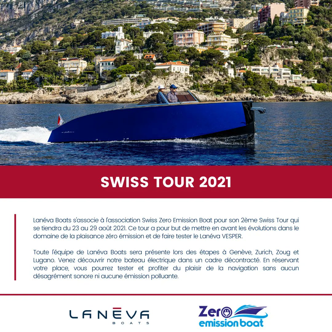 Laneva_boats's tweet photo. #SWISSTOUR | Toute l'équipe de Lanéva Boats sera présente lors des étapes à Genève, Zurich, Zoug et Lugano. Venez découvrir notre bateau électrique dans un cadre décontracté. Réservez votre place :
swisstour2021@laneva-boats.com https://t.co/v5DVuWSCd3