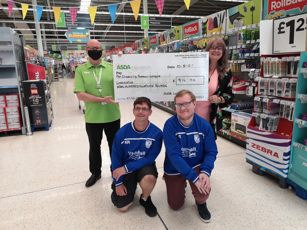 Congratulation to Pan Disability Football League Long Eaton.  The club had applied for one of our Bringing Communities Back Together grants provided by the Asda Foundation and received £914 for equipment.