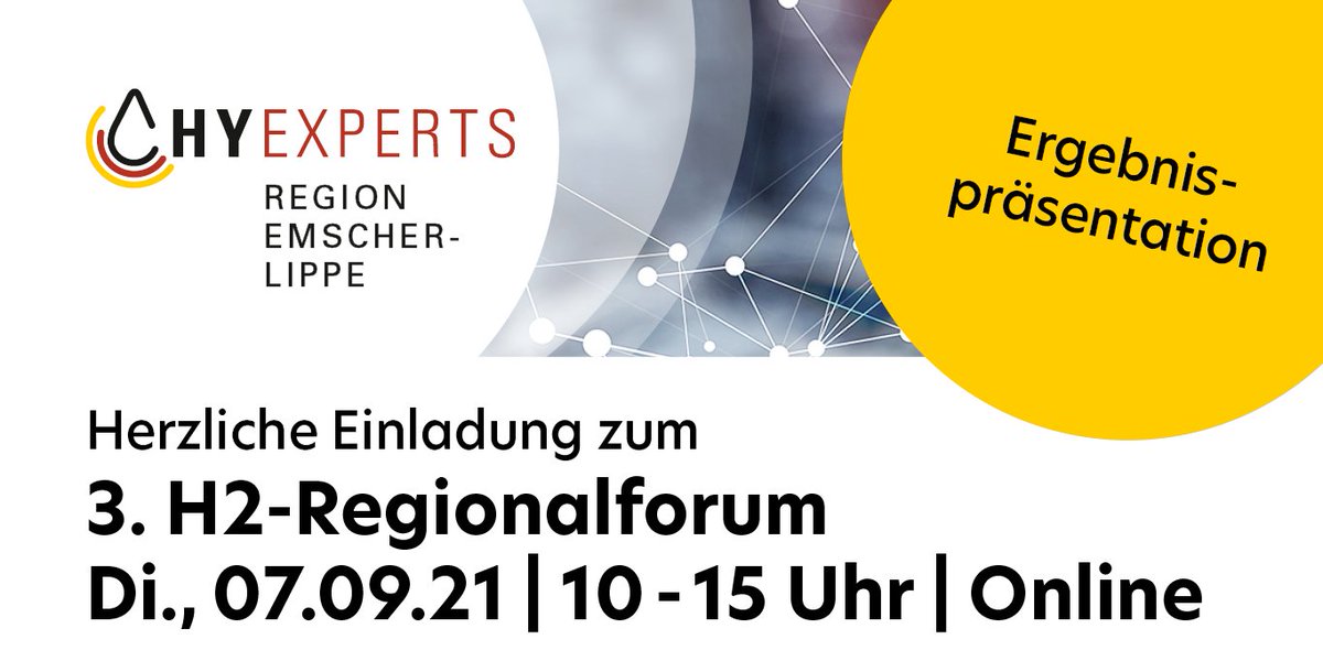 Wie wird die #H2-Mobilität in der #EmscherLippe-Region konkret umgesetzt? Wieviel grünen Wasserstoff kann die Region erzeugen? Ergebnisse und Antworten liefert unser 3. H2-Regionalforum am Di., 07.09.2021, 10:00 bis 15:00 Uhr (Online). Jetzt schon vormerken!