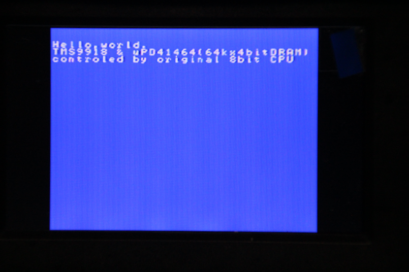 wcinp's tweet photo. 13個のDIP ICを使ったオリジナル8bit CPUを検討中
五輪が終ったので作業再開
MSXで使われているTMS9918に4bitDRAM(D41464)を接続した珍しい構成にチャレンジしたサブ基板が動いた^^/
今回はCPU側のマイクロコードも若干変更し対応
https://t.co/EphEpwucW6
#Simple8Z #オリジナルCPU #TMS9918 #AY38910 https://t.co/UWv5wM4TDp
