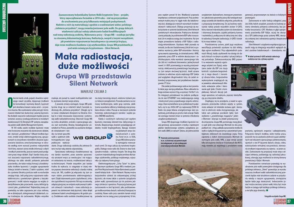 WBGroup_PL's tweet photo. W nowym numerze @NTWojskowa artykuł naczelnego @MariuszCielma o skalowalnej i trudnowykrywalnej sieci łączności i wymiany danych @WBGroup_PL #SILENT_NETWORK opartej o radiostacje #PERAD. Rewolucyjne możliwości dla SZRP, szczególnie istotne w warunkach walki elektronicznej. https://t.co/j9kn2nNOpw