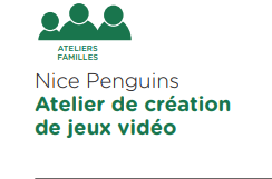 Nous animerons un atelier à <a href="/Shadok_eu/">Le Shadok</a> à Strasbourg jeudi 19 Août de 14h à 17h. Venez apprendre à créer un jeu vidéo, aucune compétence particulière n'est nécessaire 😉 !

/!\ Inscription obligatoire /!\ : Envoyez nous un mail à contact@nicepenguins.fr pour vous inscrire