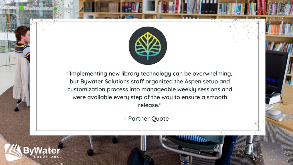 ByWaterSolution's tweet photo. We know how stressful the implementation process can be for libraries and we do everything in our power to make the transition painless and even fun!

#AspenDiscovery #DiscoveryLayer #OpenSource #LibraryTwitter https://t.co/FUESsp8LXG