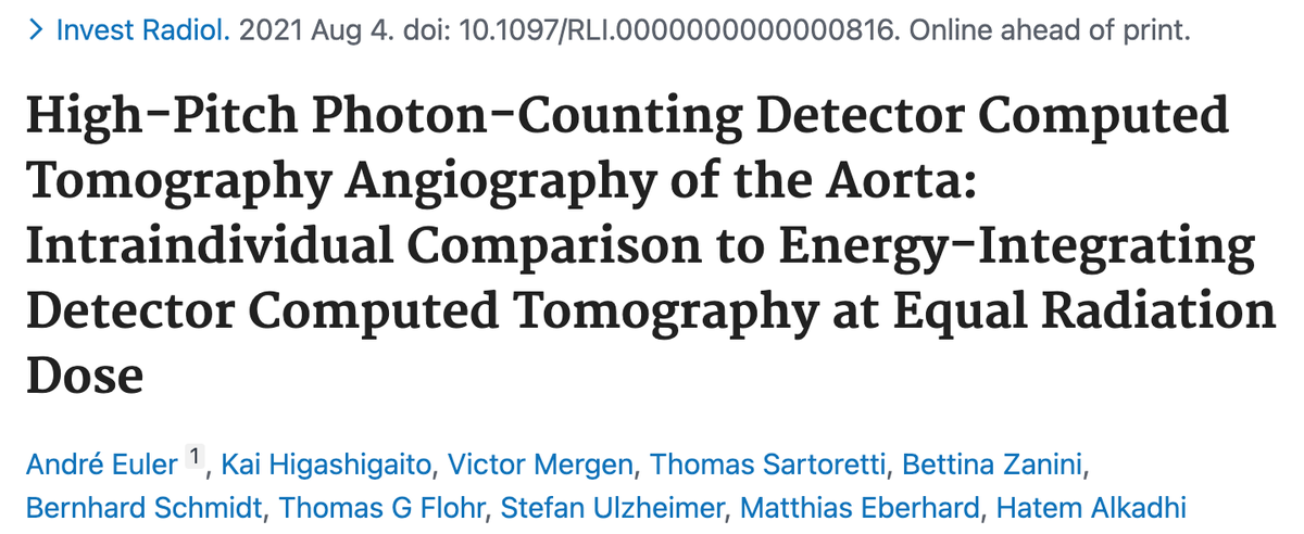 Happy to share our latest article in <a href="/InvRadiologyOnl/">InvRadiologyOnline</a> -High pitch CT angiography of the aorta in photon-counting detector CT -&gt; we propose VMI at 45-50 keV for clinical use.
#photoncounting 
<a href="/Alkadhi_rad/">Alkadhi</a> <a href="/MatthEberhard/">Matthias Eberhard</a> @mergen_v_rad <a href="/KaiHigashigaito/">Kai Hi</a> <a href="/RadiologieUSZ/">Radiologie USZ</a> <a href="/SiemensHealth/">Siemens Healthineers</a>