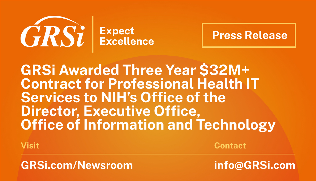 GRSi Awarded Three Year $32M+ Contract for Professional Health IT Services to NIH's Office of the Director, Executive Office, Office of Information and Technology

Click for Details: grsi.com/newsroom/
Click for Opportunities: grsi.com/careers/

#Hiring #GovCon #NIH