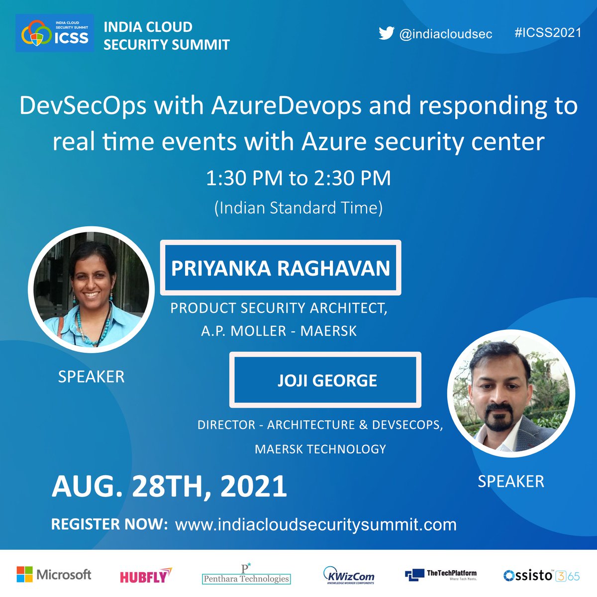 Join Priyanka Raghavan, Product Security Architect and Joji George, Director - Architecture &amp; DevSecOps at Maersk Technology for the session "DevSecOps with AzureDevops and responding to real time events with Azure security center"
eventbrite.fr/e/india-cloud-…
#Azure #AzureDevOps