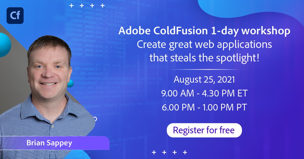 coldfusion's tweet photo. Nothing says impressive like a great web application! And Brian Sappey has all the tips you need to build your own. Check out his workshop for a guide to how CF2021 can help you level-up your web development skills. Register now - https://t.co/Avqw9bD1bH https://t.co/ep02gTGrvC