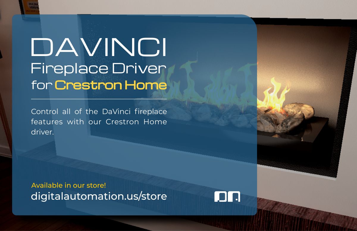 DAutomation's tweet image. Our @DaVinciFP driver is ready for @Crestron  Home™  You can control many features such as flame levels, lamp levels, heat options, LED colors and more! Give it a try with our free 30 minute trial license.
#Crestron #crestroncontrol #CrestronHome #smarthome #homeautomation