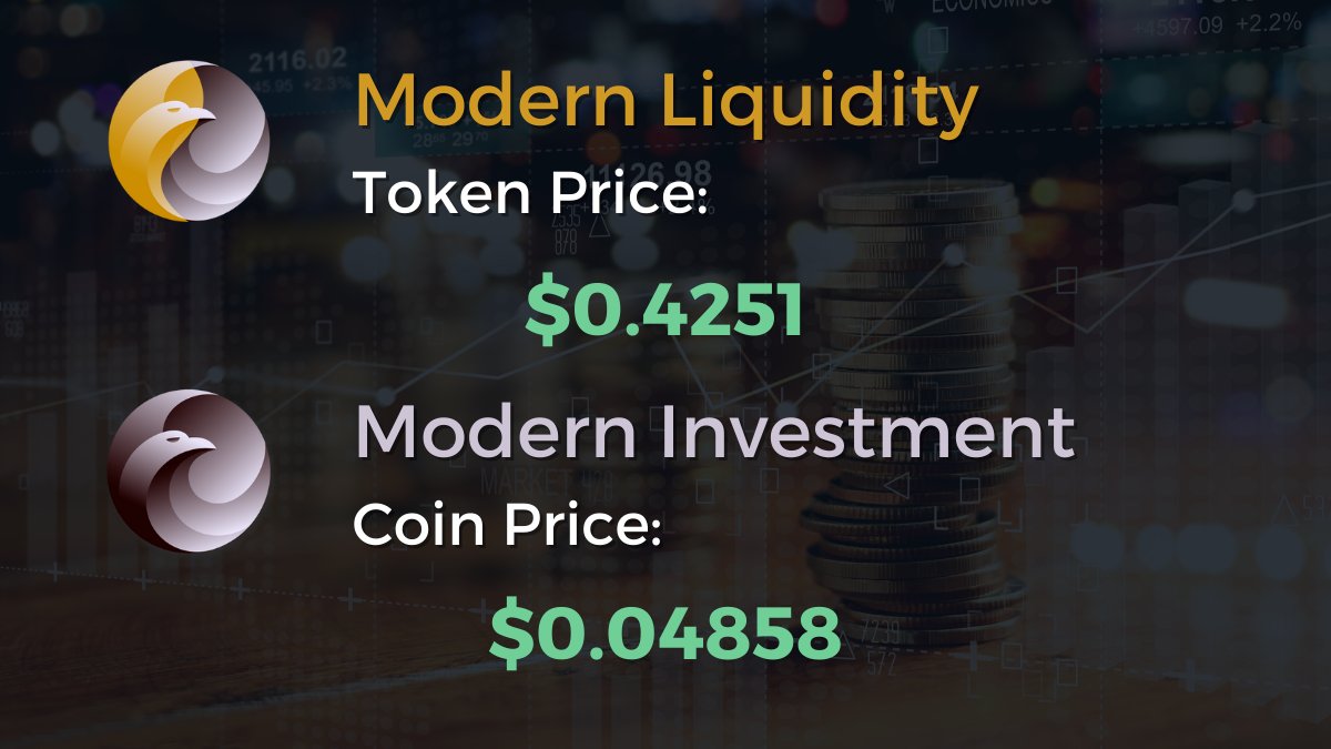 🐣The MODIC price today is $0.04858
 USD with a 24-hour trading volume of $200,815 USD. MODIC is down by 2.9% in the last 24 hours. 

🤓The MLT price today is $0.4251 USD with a 24-hour trading volume of $11,247 USD. MLT is up by 6.06% in the last 24 hours.