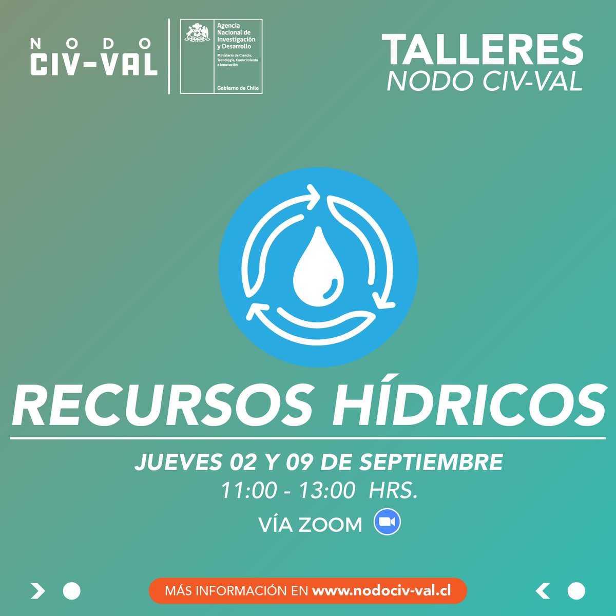 ✨¡Definamos en conjunto los desafíos y futuras acciones en #Alimentos, #Biodiversidad y #RecursosHídricos en la #MacrozonaCentro! Inscríbete en los siguientes talleres virtuales del #NODOCIVVAL para generar un diálogo participativo entre los asistentes. bit.ly/3s6bF2Q