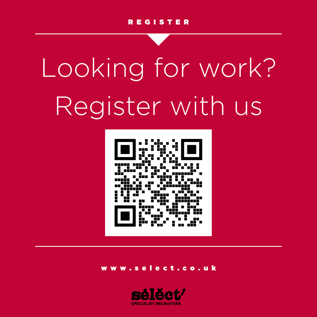 Select_Rec's tweet image. Looking for work? We have temp and perm positions across a wide range of industries and roles. Scan our QR code below and register with us today to find out more!