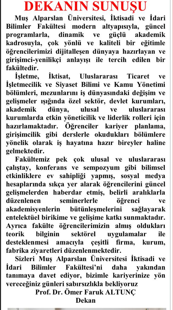 Fakülte Dekanımız @farukaltunc'un Fakültemiz Hakkındaki Sunuşu.
