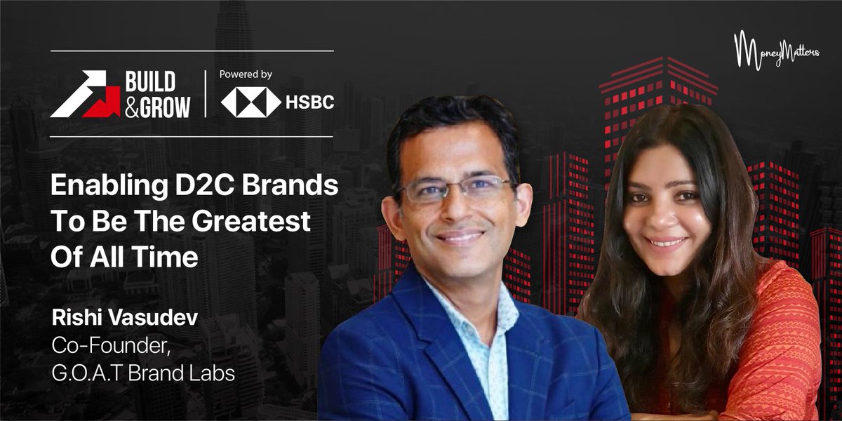 Catch Rishi Vasudev, Co-Founder, <a href="/GOATBrandLabs/">G.O.A.T Brand Labs</a> talk about scaling multi-crore lifestyle brands and raising $36 million within 3 months of starting up, in this upcoming episode of Build &amp; Grow: Money Matters, in association with <a href="/HSBC/">HSBC</a>. 

#HSBCForStartups

<a href="/RishiV/">Rishi Vasudev</a> <a href="/SharmaShradha/">Shradha Sharma</a>
