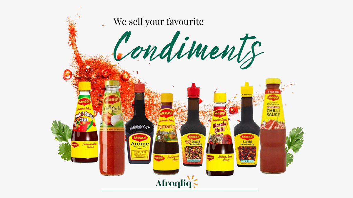 afroqliq's tweet photo. We sell your favourite condiments from well-known brands, all at brilliant prices! 
.
.
.
.
#groceries #afroqliqapp #ordernow #deliveryservice #vendorservice #afrocaribbean #fyp #smallbusinessowner #supportingsmallbusinesses #blackownedbusiness #foodieuk #condiments https://t.co/dJU2wPQSDC