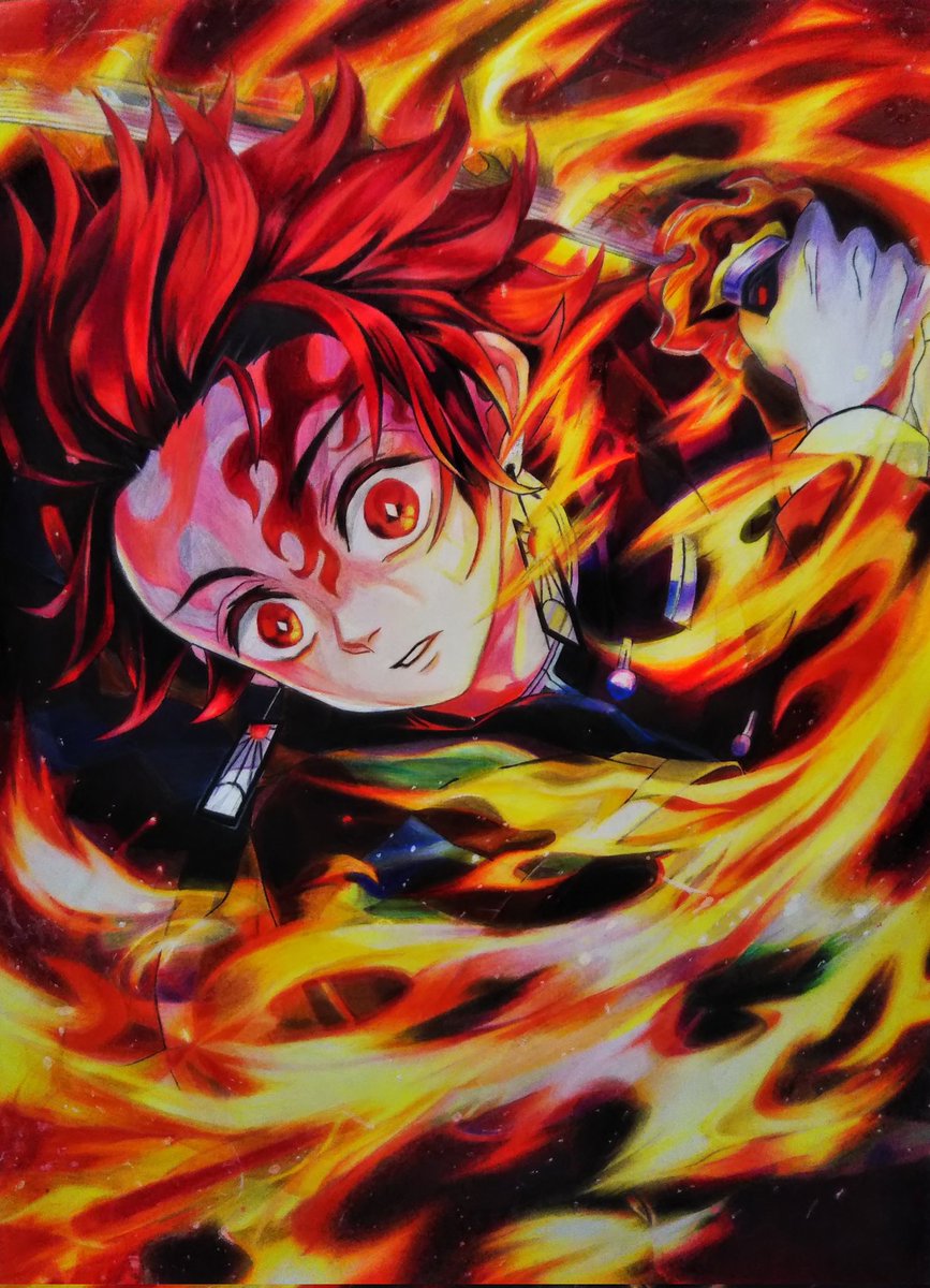 鬼滅の刃「鬼滅の刃 竈門炭治郎を色鉛筆で描きまし