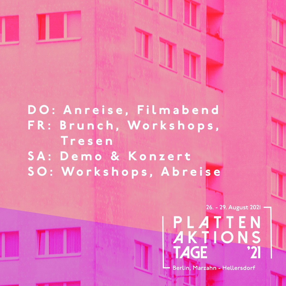 Unser Programm wächst mit jedem Tag. Schon gespannt? Schaut auf der Website vorbei: plattenaktionstage.noblogs.org Euch erwarten tolle Gruppen zum Vernetzen und interessante Inputs. Nebenbei gibts lecker Kaffee und allerhand Merch!