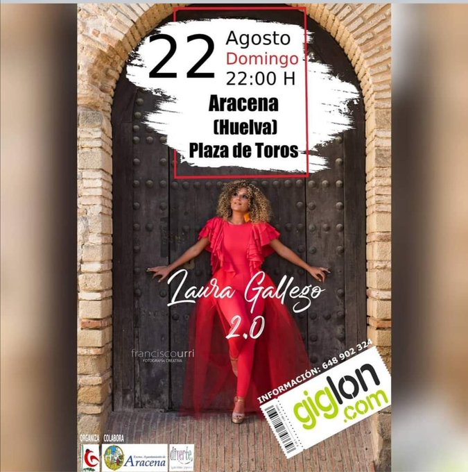 FC_LauraGallego's tweet photo. @lauragallegosoy EN CONCIERTO EN LA PLAZA DE TOROS DE ARACENA (HUELVA) EL 22 DE AGOSTO A LAS 22 HORAS,ENTRADAS A LA VENTA ¡¡NO DEJES DE IR A VERLA!! https://t.co/bqx04CUrds