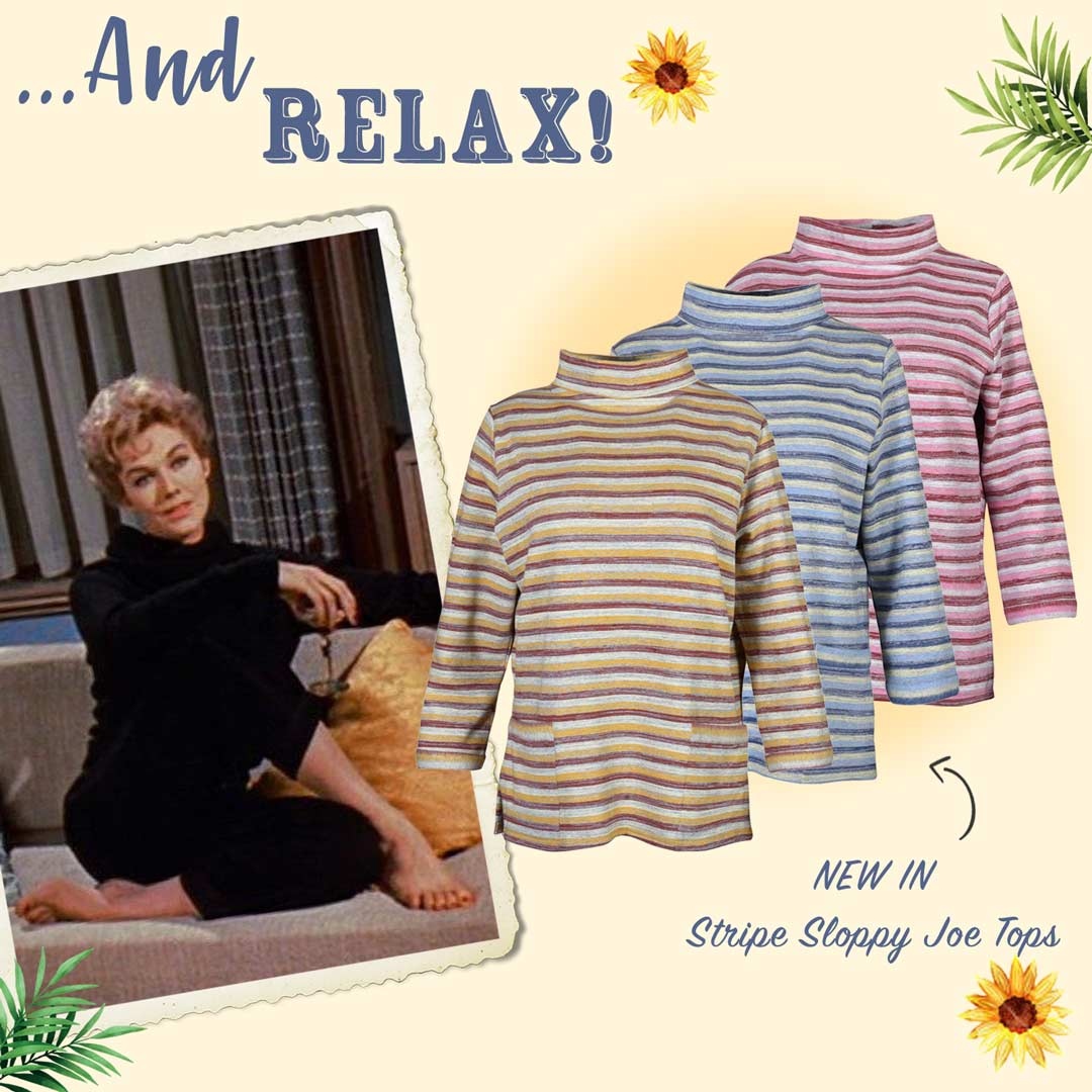 VivOfHolloway's tweet photo. ..and relax! 🤩
Get the #kimnovak look from the film "Bell book and Candle" with our new Stripe Sloppy Joe Tops!
Made in London 🇬🇧 #vivienofholloway
#cottontop #oversizedtop #stripes #50sstyle https://t.co/IvL4ZSENnl