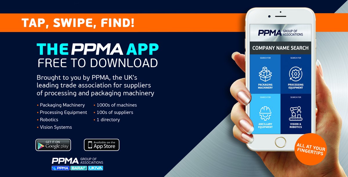 The PPMA Machinery Finder App is available FREE of charge through the App Store and Google Play.  It brings together every product from every one of the 540+ machinery suppliers from the PPMA.

Download here - ppma.co.uk/ppma/machinery…