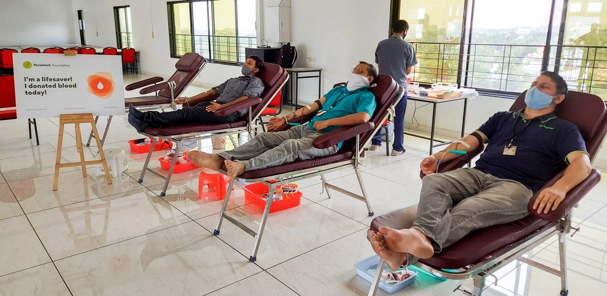 CSR_Persistent's tweet image. There is no substitute for human blood as it cannot be manufactured! #PersistentFoundation had conducted the blood donation camp at our Pune locations. 121 people participated in the camp. Here&apos;s a glipmse of donors to contribute to this noble cause! #BloodDonation #DonateBlood