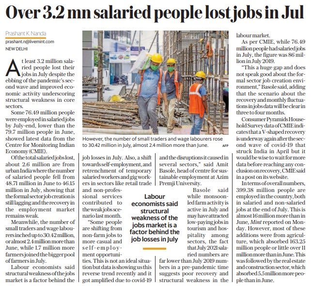 rssurjewala's tweet photo. 32 lakh lose jobs in July.

Modi Govt = Unemployment &amp; Misery! https://t.co/nL7UzctwmW